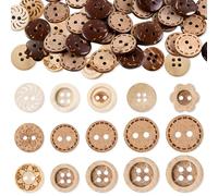 YiiHHooN 150 Pezzi Bottoni in Guscio di Cocco, 5 Dimensioni, Rotondi, Vintage, 2 e 4 Fori, per Cucito e Scrapbooking