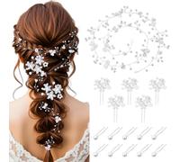 YiiHHooN 16 Pezzi Accessori per Capelli da Sposa, Argento Accessorio Bridale per Acconciatura, Fermagli per Capelli da Sposa con Tralcio di Cristalli e Perle Artificiali per Matrimonio