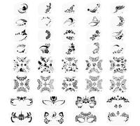 YiiHHooN 38 Pezzi Stencil per Pittura del Viso, 3 Dimensioni Stencil Riutilizzabili per Pittura del Viso, PET Flessibile Stencil per il Trucco del Viso con motivo per Occhi e Corpo Halloween