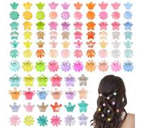 YiiHHooN Mini Mollette per Capelli, 120 Pezzi Mini Pinzette Fermacapelli, Piccole Mollette a Fiore Colorate in Plastica Fermagli da Donna Clip Piccole per Adulti Festival Quotidiano e Feste