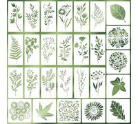YiiHHooN Set di Stencil per Pittura, 27 Pezzi Stencil Floreali Riutilizzabili, Stencil di Fiori Modelli di Pittura Scrapbooking Accessori per Bricolage Tela Pareti Fai da Te