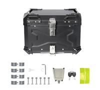 Yiijode Top Case Moto, 55L Lega di Alluminio Baule Moto con Schienale e Piastra di Base, Impermeabile, Antipolvere e Antifurto, Topcase Universale per scooter, moto, ciclomotori e quad (nero 55L)