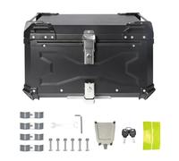 Yiijode Top Case Moto, 65L lega di alluminio baule moto con schienale e piastra di base, impermeabile, antipolvere e antifurto, Topcase universale per scooter, moto, ciclomotori e quad (nero 65L)