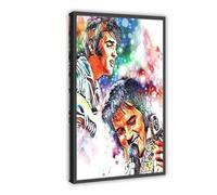 yiili Poster su tela con cantante rock Elvis Presley (14), decorazione per camera da letto, sport, ufficio, stanza, regalo, con cornice, 30 x 45 cm