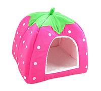 Yiiquan Animale Fragole Nido Casa del Cane e Gatto Domestico Canile Cuccia Morbida (Rosa, Asia M)