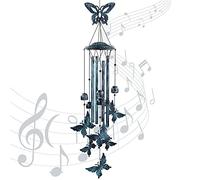 Yiiwinwy Campanelli a vento a farfalla per esterni grandi tubi in alluminio campanelli a vento decorazioni esterne per patio, giardino, portico, commemorativo farfalla campane a vento regalo