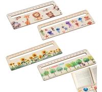 YIIWONI Set di 4 regole di lettura per bambini con finestra di lettura, segnalibro in legno, regole personalizzate, strumenti di aiuto alla dislessia, adatti ai bambini, 17 cm