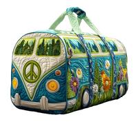 yijan Handmade Hippie Van Quilted Duffle Bag - Original Boho Travel Weekender Bag with Adjustable Strap (B,Medium (16"x8"x8"))