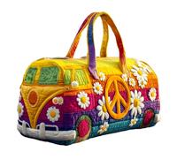 yijan Handmade Hippie Van Quilted Duffle Bag - Original Boho Travel Weekender Bag with Adjustable Strap (D,Medium (16"x8"x8"))