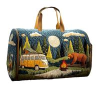 yijan Handmade Hippie Van Quilted Duffle Bag - Original Boho Travel Weekender Bag with Adjustable Strap (F,Medium (16"x8"x8"))