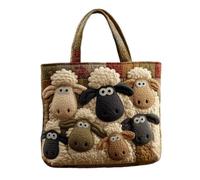 yijan Handmade Sheep Heaven Quilted Tote Bag - Original Patchwork Boho Shoulder Bag for Daily & Travel (05,High Bag(13x16inch))