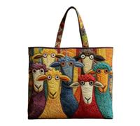 yijan Handmade Sheep Heaven Quilted Tote Bag - Original Patchwork Boho Shoulder Bag for Daily & Travel (06,Short Bag(15x14inch))