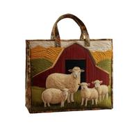 yijan Handmade Sheep Heaven Quilted Tote Bag - Original Patchwork Boho Shoulder Bag for Daily & Travel (01,High Bag(13x16inch))