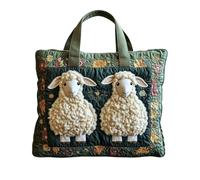 yijan Handmade Sheep Heaven Quilted Tote Bag - Original Patchwork Boho Shoulder Bag for Daily & Travel (03,Short Bag(15x14inch))