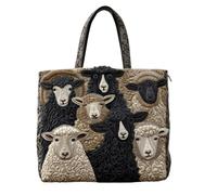yijan Handmade Sheep Heaven Quilted Tote Bag - Original Patchwork Boho Shoulder Bag for Daily & Travel (07,High Bag(13x16inch))