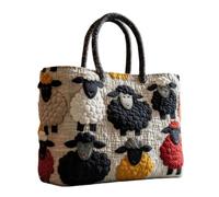 yijan Handmade Sheep Heaven Quilted Tote Bag - Original Patchwork Boho Shoulder Bag for Daily & Travel (11,High Bag(13x16inch))