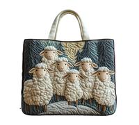 yijan Handmade Sheep Heaven Quilted Tote Bag - Original Patchwork Boho Shoulder Bag for Daily & Travel (12,High Bag(13x16inch))