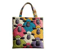yijan Handmade Sheep Heaven Quilted Tote Bag - Original Patchwork Boho Shoulder Bag for Daily & Travel (10,High Bag(13x16inch))