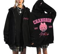 YiJee SKZOO Y2K Felpa con Cappuccio - Harajuku Streetwear Felpa con Cerniera BangChan Lee Know Changbin Hyunjin Han Felix Seungmin I.N, Nero14, M