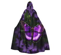 YIJIAYH Bella farfalla viola stampa adulto con cappuccio vestaglia mantello per Halloween Carnevale Cosplay festa di Natale eventi a tema
