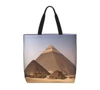 YIJIAYUN Borsa tote ad alta capacità, leggera, resistente e riutilizzabile con stampa piramidi d'Egitto, progettata per lo shopping quotidiano