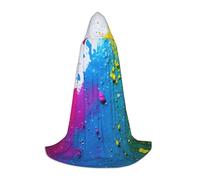 YIJIAYUN Elegante e confortevole mantello con cappuccio per adolescenti con stampa a schizzi di vernice, eccellente per eventi a tema e uso quotidiano