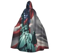 YIJIAYUN Mantello con cappuccio per adulti con stampa della statua della Libertà per Halloween Carnevale Cosplay Festa di Natale eventi a tema