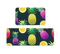 YIJIAYUN Set di 2 tappetini da cucina colorati con stampa di ananas (120 x 43 cm+75 x 43 cm) con retro antiscivolo per lavello, lavanderia