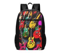 YIJIAYUN Zaino con stampa di chitarra colorata da 43,2 cm, per scuola e uso esterno, sia per uomini che per donne.