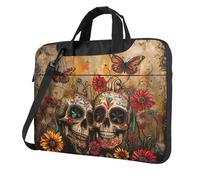 YIJIAYUN Zucchero teschi farfalla Stampa Borse Laptop Portatile Singola Borsa A Tracolla Sottile Cartella Messenger Bag Multi-Size, Nero , 35,5 cm