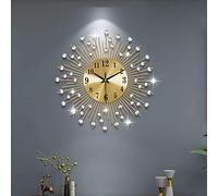 YIJIDECOR Orologio da parete da 38 cm, funzionamento a batteria, rotondo, al quarzo, con quadrante in alluminio dorato, lussuoso cristallo decorativo per la casa, soggiorno, camera da letto, ufficio,