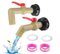 YiJiuBa 2 rubinetti IBC per serbatoio dell'acqua IBC, una valvola a sfera ad angolo retto e una valvola a sfera obliqua con beccuccio da 32 mm, rubinetto di scarico IBC per container IBC