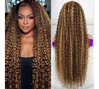 YIJUNDEMA Parrucca bionda miele da 30 pollici capelli umani 13x6 HD trasparente Ombre parrucca frontale in pizzo capelli umani 4/27 parrucca con evidenziazione onda profonda parrucche ricci senza