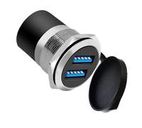 YiKaiEn Adattatore doppio USB 3.0 per montaggio a pannello, connettore rotondo filettato con copertura antipolvere impermeabile, 2 porte femmina a 2 porte femmina, 5 Gbps per trasferimento dati ad