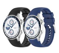 Yikamosi 22MM Sgancio rapido Silicone Chiusura in acciaio inossidabile Cinturino di Ricambio per Donne e Uomini Compatibile con Oneplus Watch 3,Nero+Blu