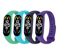 Yikamosi 4-Pezzi Cinturino Compatibile con Xiaomi Mi Band 7,Impermeabile e Traspirante Braccialetto di Ricambio Sportivo in Morbido Silicone per Xiaomi Mi Band 7,Colori 1