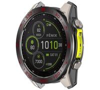 Yikamosi Acciaio inossidabile Anello della lunetta Compatibile con Garmin Fenix 8 51MM AMOLED,Bezel Ring Adhesive Cover Anti graffio e protezione dalle collisioni per Fenix 8 Accessory,Nero/Rosso