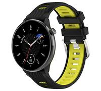 Yikamosi Compatibile con Amazfit GTR Mini Cinturino per Donne e Uomini,Doppio colore Sgancio Rapido Silicone Chiusura in acciaio inossidabile Cinturino di Ricambio per Amazfit GTR Mini,Nero/Giallo