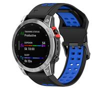 Yikamosi Compatibile con Garmin Fenix 7 Cinturino,22MM Doppio colore Sgancio Rapido Silicone Chiusura in acciaio inossidabile Cinturino di Ricambio per Garmin Fenix 7/6/5/Fenix 5 Plus,NeroNBlu