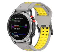 Yikamosi Compatibile con Garmin Fenix 7S Cinturino,20MM Doppio colore Sgancio Rapido Silicone Chiusura in acciaio inossidabile Cinturino di Ricambio per Garmin Fenix 7S/6S/5S/5S Plus,Grigio/Giallo