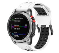 Yikamosi Compatibile con Garmin Fenix 7S Cinturino,20MM Doppio colore Sgancio Rapido Silicone Chiusura in acciaio inossidabile Cinturino di Ricambio per Garmin Fenix 7S/6S/5S/5S Plus,Bianco/Nero