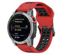 Yikamosi Compatibile con Garmin Fenix 7X Cinturino,26MM Doppio colore Sgancio Rapido Silicone Chiusura in acciaio inossidabile Cinturino di Ricambio per Garmin Fenix 7X/6X/5X/5X Plus,Rosso/Nero