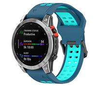 Yikamosi Compatibile con Garmin Fenix 7X Cinturino,26MM Doppio colore Sgancio Rapido Silicone Chiusura in acciaio inossidabile Cinturino di Ricambio per Garmin Fenix 7X/6X/5X/5X Plus,Blu/Menta
