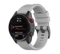 Yikamosi Compatibile con Garmin Fenix 7X Cinturino,26MM Sgancio Rapido Silicone Chiusura in acciaio inossidabile Cinturino di Ricambio per Garmin Fenix 7X/TACTIX 7,Grigio