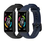 Yikamosi Compatibile con Honor Band 6 Cinturino/Huawei Band 6 Cinturino,Sgancio Rapido TPU Chiusura in acciaio inossidabile Cinturino di Ricambio per Honor Band 6/Huawei Band 6,Nero+Blu notte