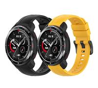 Yikamosi Compatibile con Honor Watch GS Pro Cinturino,sgancio rapido Silicone Chiusura in acciaio inossidabile Cinturino di Ricambio per Honor Watch GS Pro,Nero + Giallo