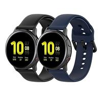 Yikamosi Compatibile con Samsung Galaxy Watch Active 2 Cinturino,Sgancio rapido Silicone Chiusura in acciaio inossidabile Cinturino di Ricambio per Galaxy Watch Active 2 40mm/44mm,Nero+Blu notte
