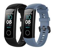 Yikamosi Compatible With Huawei Band 3 Pro/4 Pro,Soft Silicone Stainless Steel Clasp Tracker-Quick Replacement Bracelet Strap For Huawei Band 3 Pro/4 Pro(Black+Slate)