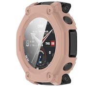 Yikamosi Custodia protettiva in vetro Copertura completa HD Ultra Sottile Leggera PC Cover di Protezione compatibile con Amazfit T-Rex 3 Pro 48MM,Rosa