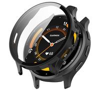 Yikamosi Custodia protettiva in vetro temperato compatibile con Garmin Venu 3S,Copertura completa,HD,Ultra Sottile Leggera PC Cover di Protezione per Garmin Venu 3S,Nero